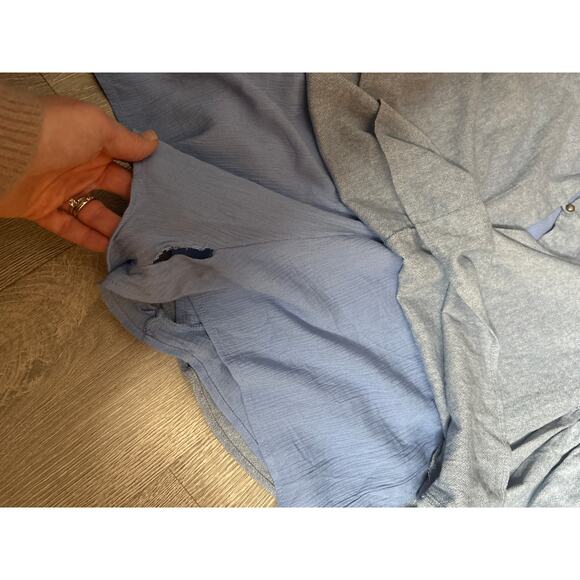 Free People Chambray Flare Sleeve Mini Dress Romper Womens XS Deep V Playsuit - Picture 10 of 10